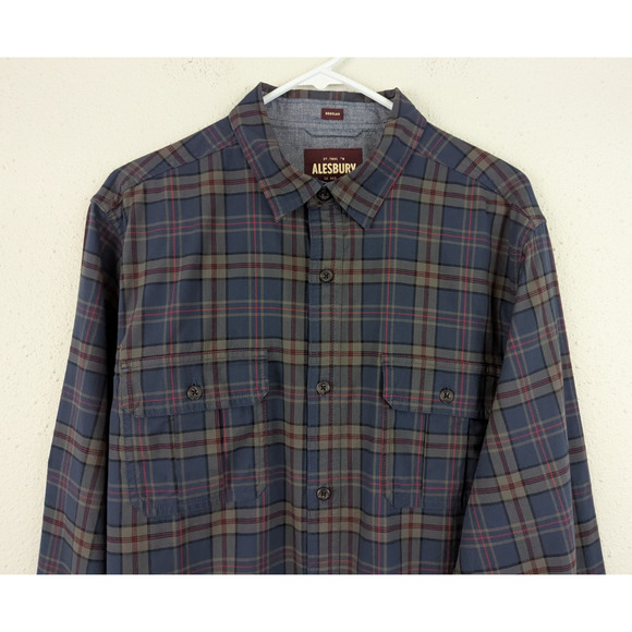 New Alesbury sz L regular Plaid Shirt multi color buttons long sleeves 1849 - Picture 2 of 6